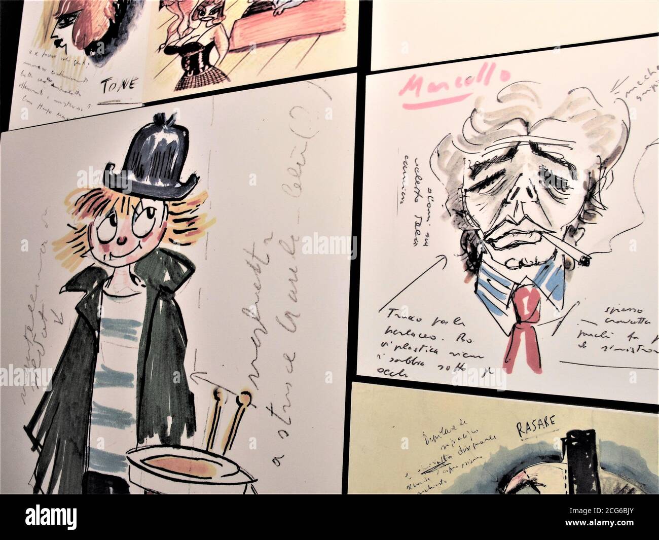 FELLINI MUSEUM CINECITTA'.SOME HAND MADE CARICATURE BY FELLINI MUSEUM CINECITTA'.SOME HAND MADE CARICATURE BY