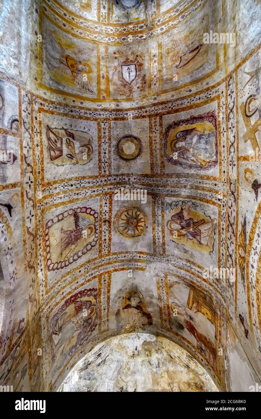 Sao Cucufate roman ruins, Church Frescoes, Former grain stores, Vila de Frades, Vidigueira, Alentejo, Portugal Stock Photo
