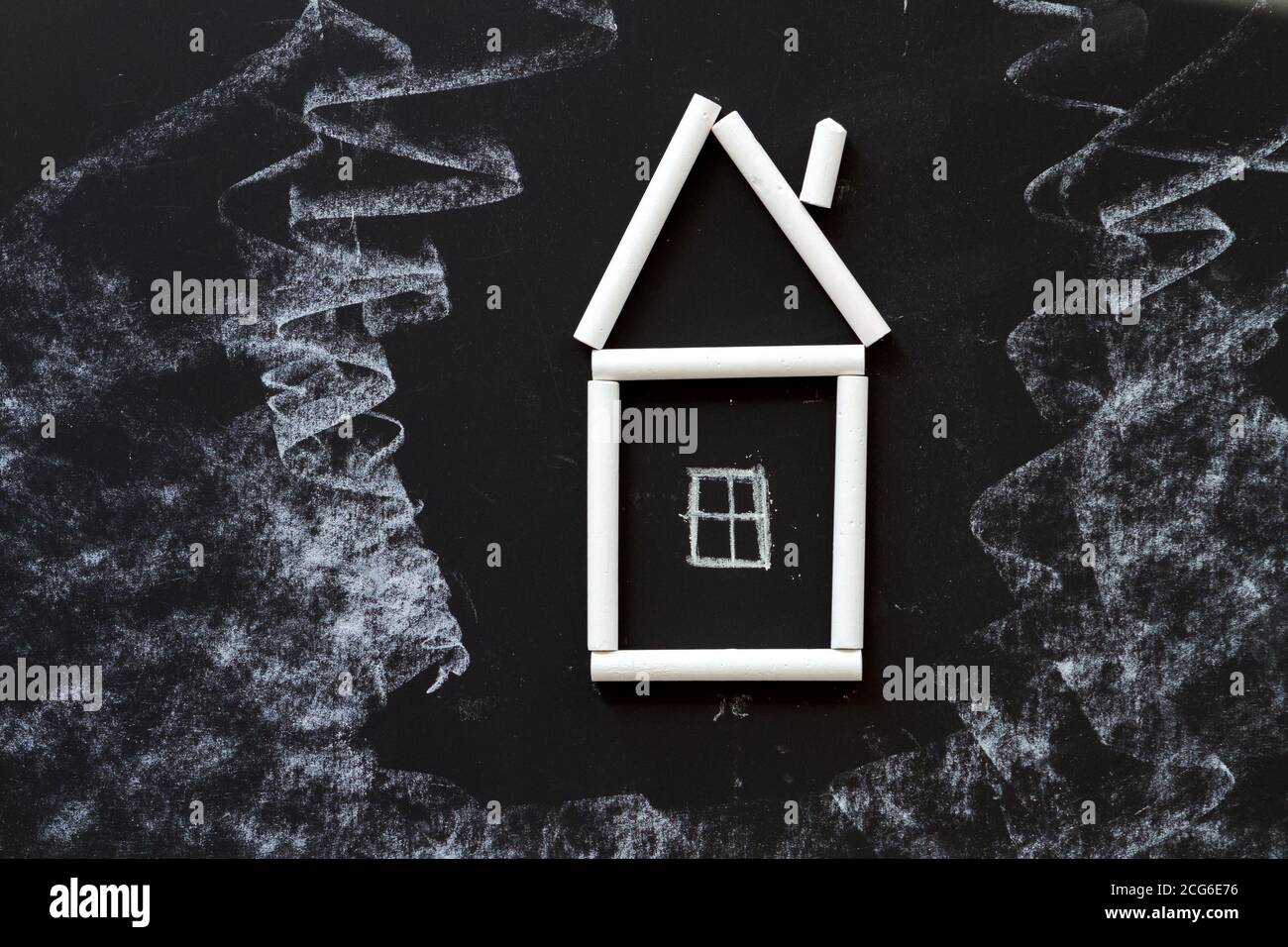 House chalk hand drawn Stock Photo Alamy