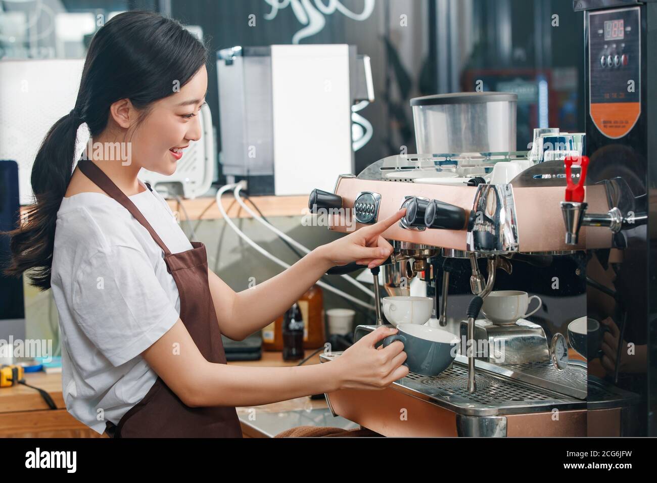 Barista coffee making Stock Photo