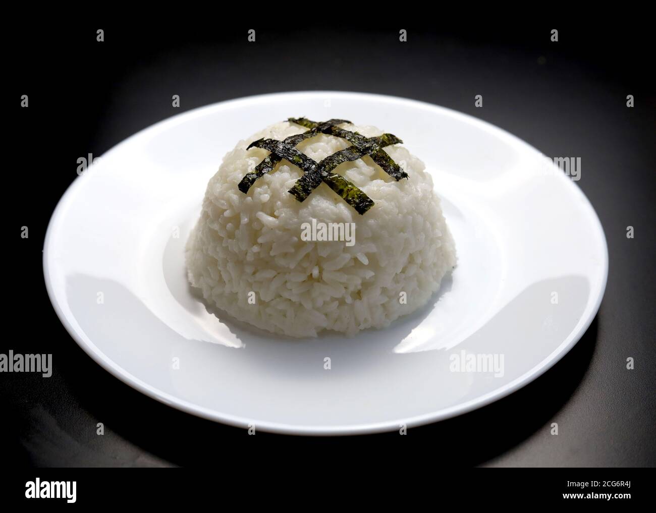 White Rice with seaweed topping Stock Photo Alamy