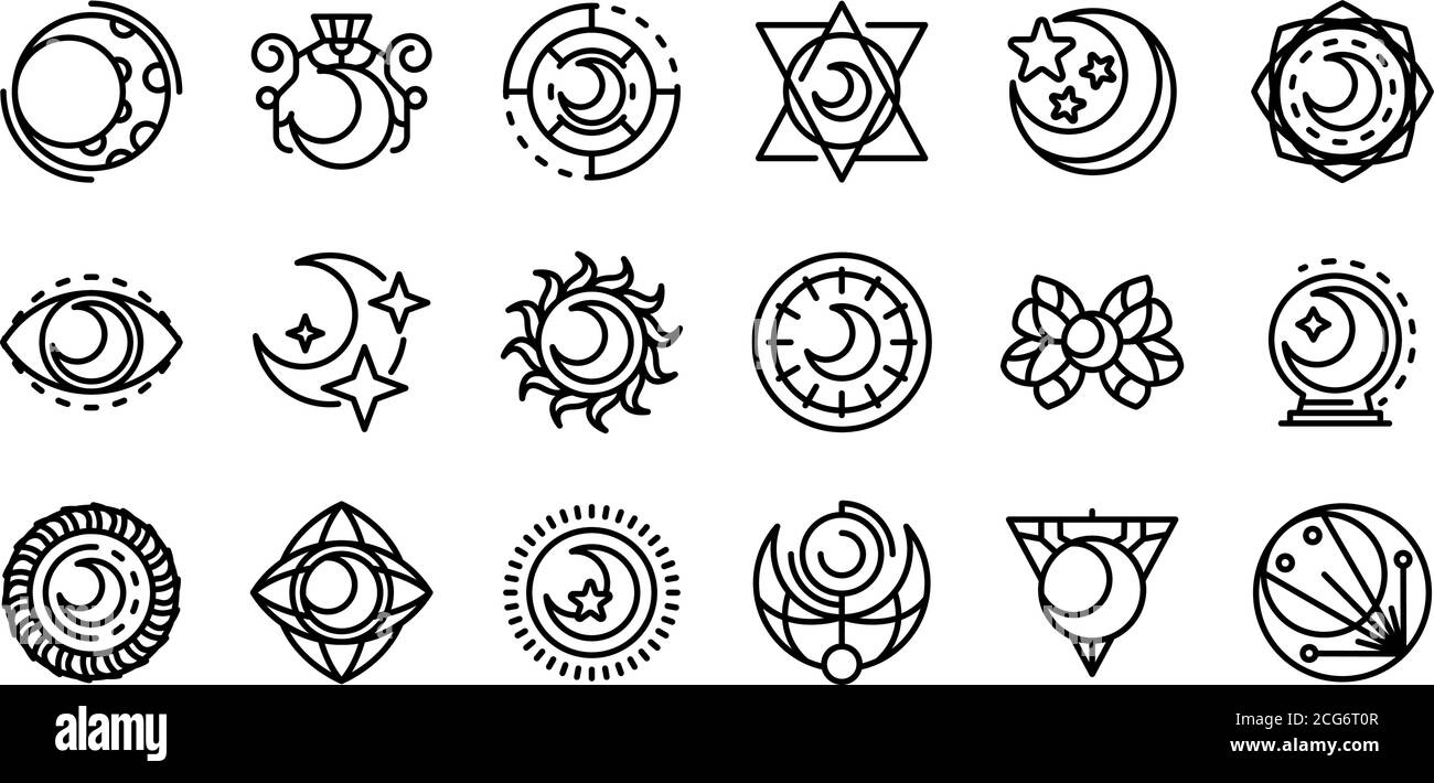 Moon icons set, outline style Stock Vector Image & Art - Alamy