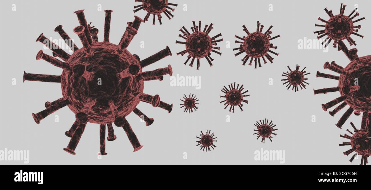 3D rendering of Bacteria, virus with multiple cells in background shallow depth of field, Stock Photo