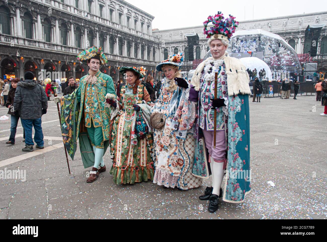 Venice, Italy, 1 february 2008. Beautiful group of carnival mask in