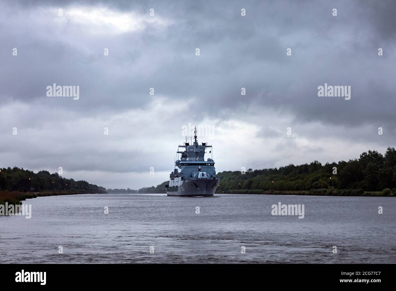 Frigate Sachsen-Anhalt (F 224) of the German Navy on the Kiel Canal Stock Photo