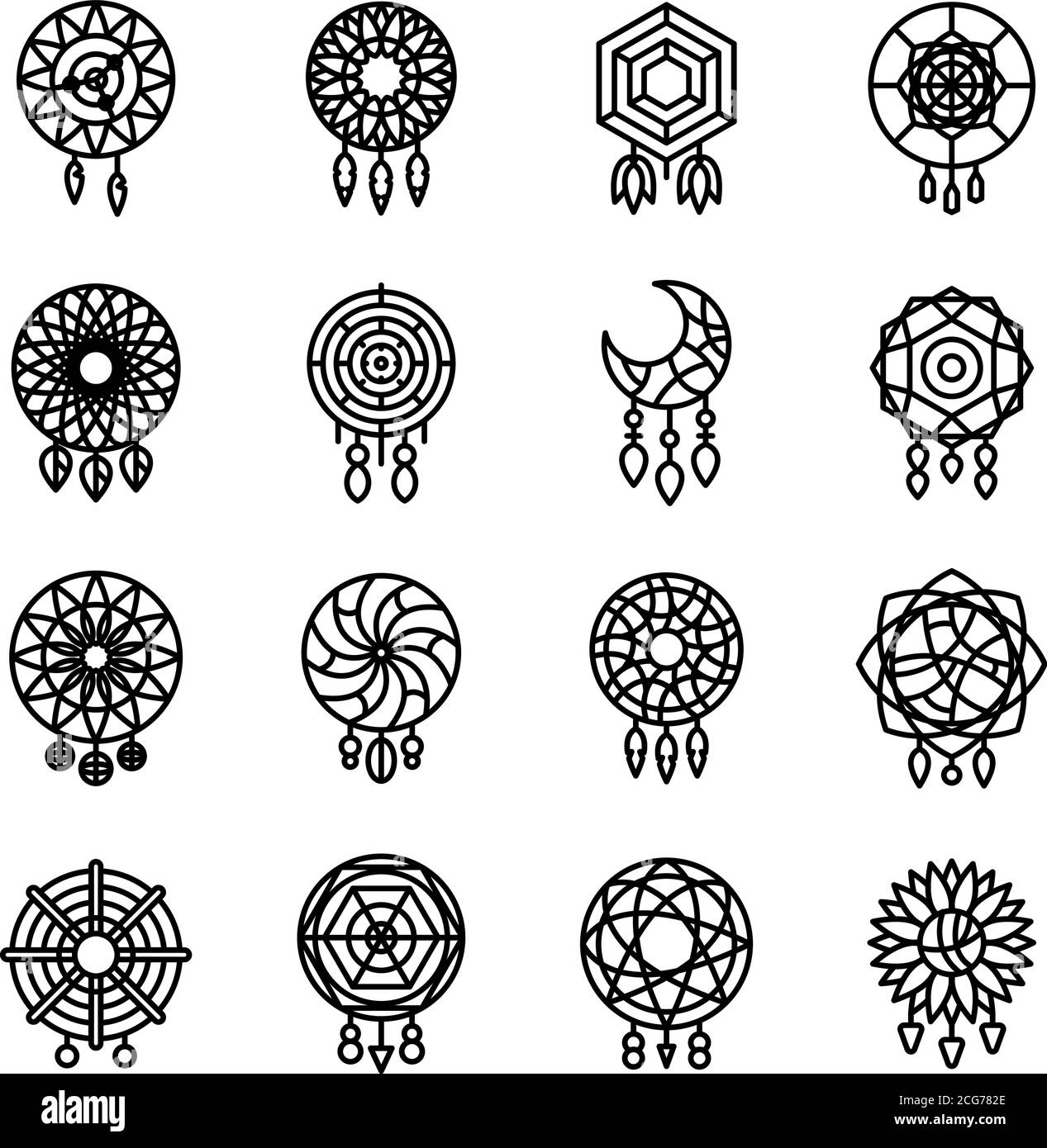 Dream catcher outline vector icon. Thin line black dream catcher