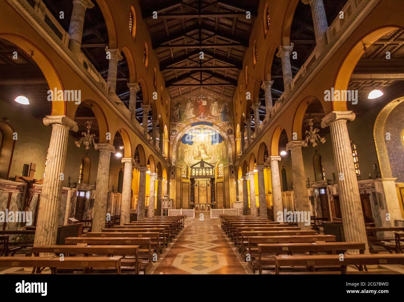 Home of the Vatican and main center of Catholicism, Rome displays dozens of historical, wonderful churches. Here in particular Santa Maria Addolorata Stock Photo