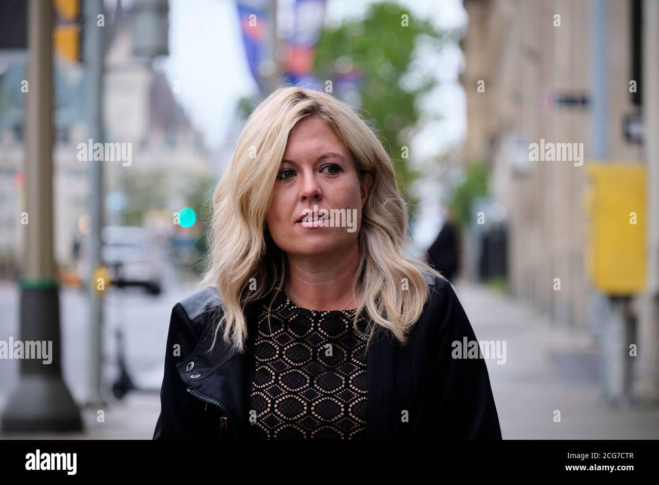 Ottawa, Canada. September 9th, 2020. Newly appointed Health Shadow Minister the Honorable Michelle Rempel Garner, Canadian Conservative Party MP for Calgary Nose Hill meets with media while arriving at first National Caucus under new leader to discuss the party's strategy when the currently prorogued parliament resumes in 2 weeks. Stock Photo