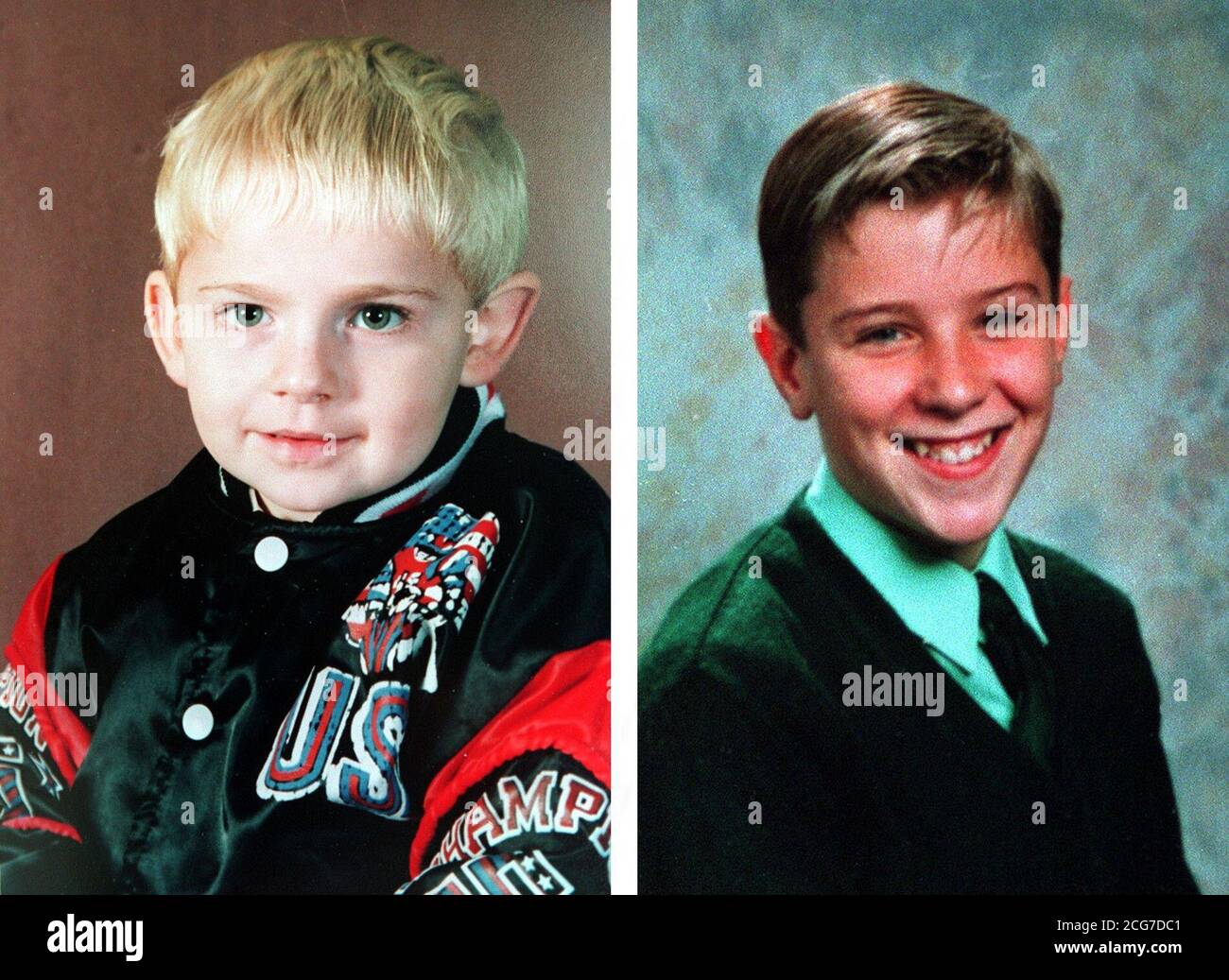 File picture of the Warrington IRA bomb victims Johnathan Ball (left) and Tim Parry. 15/12/01: The parents of the boys will today 15.12.01 come face to face with former IRA commander Martin McGuinness. Colin and Wendy Parry and Wilf and Marie Ball are meeting Mr McGuinness this evening in Warrington, the Cheshire town where a double bombing killed their sons and injured 56 others in 1993. They will have a private meeting at the Tim Parry and Johnathan Ball Young People's Centre, which was opened last year. *16/07/02 Warrington IRA bomb victims Johnathan Ball (left) and Tim Parry. The IRA Stock Photo