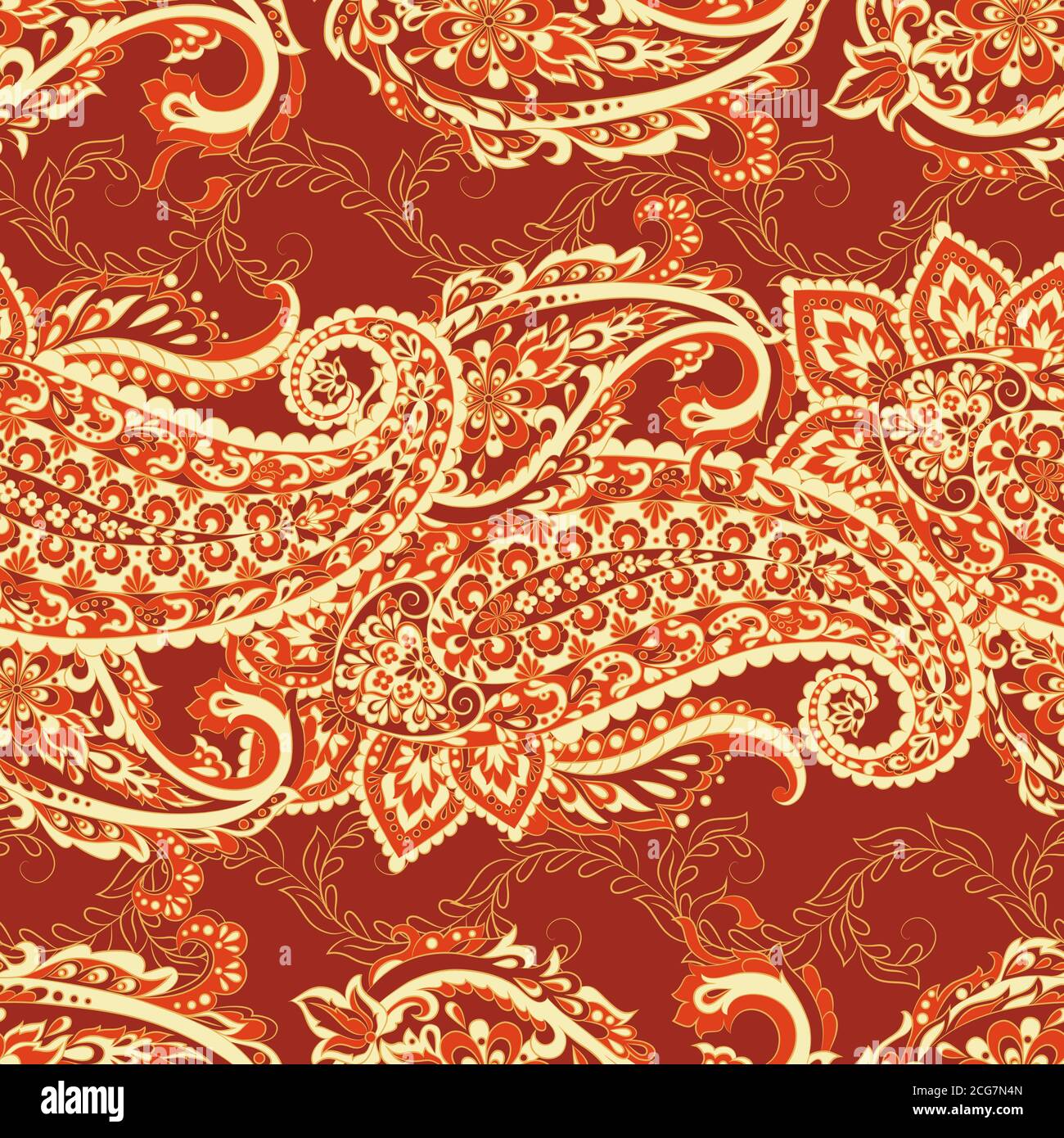 Floral seamless pattern with paisley ornament. Vector illustration in ...