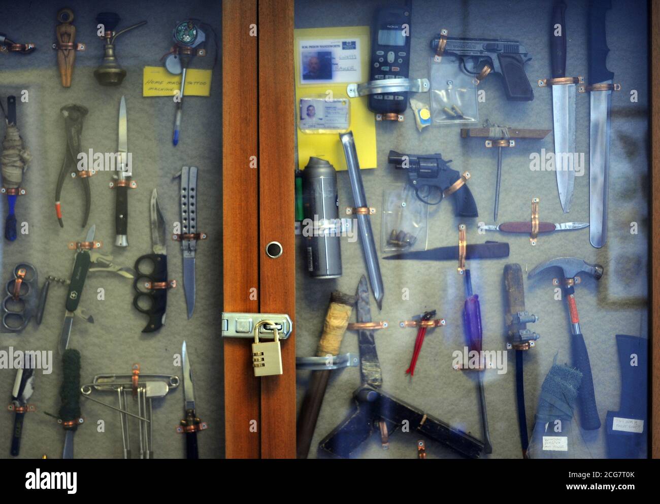 Confiscated items are displayed at Pentonville Prison, London Stock Photo Alamy