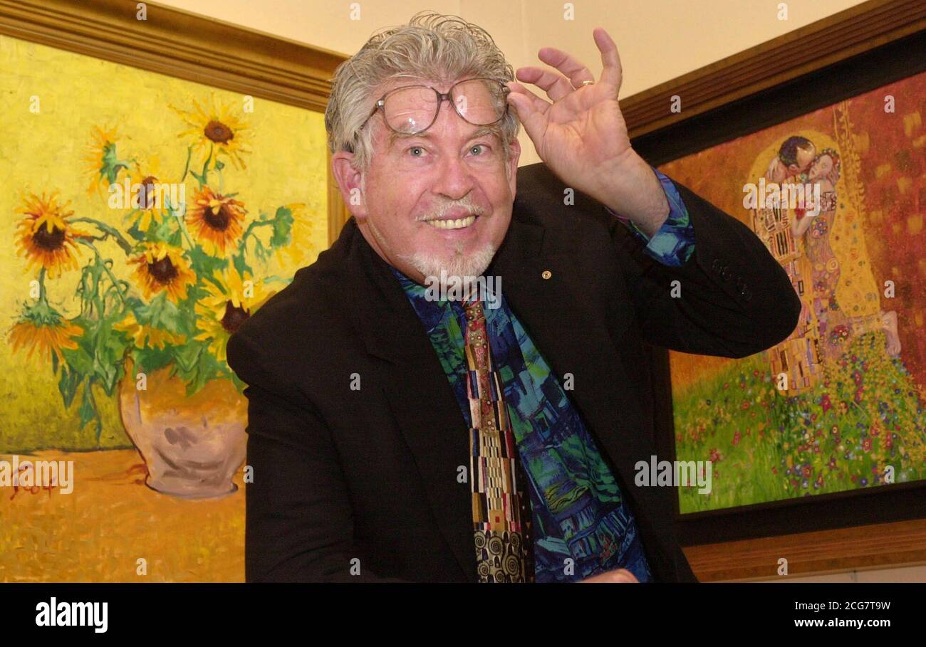 Artist Rolf Harris at the National Gallery, London. Rolf will have some of his works based on well-loved masterpieces such as Monet's Waterlilies and Van Gogh's Sunflowers go on show at the London gallery until December 2nd.  Stock Photo
