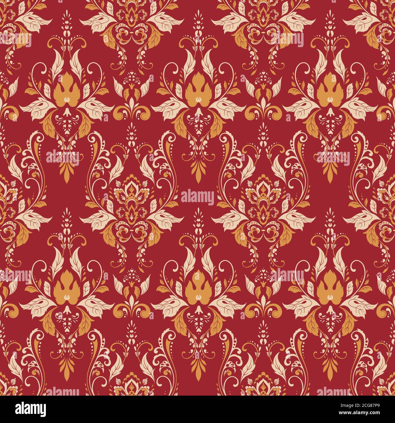 Ornate damask background. Vector vintage wallpaper Stock Vector Image