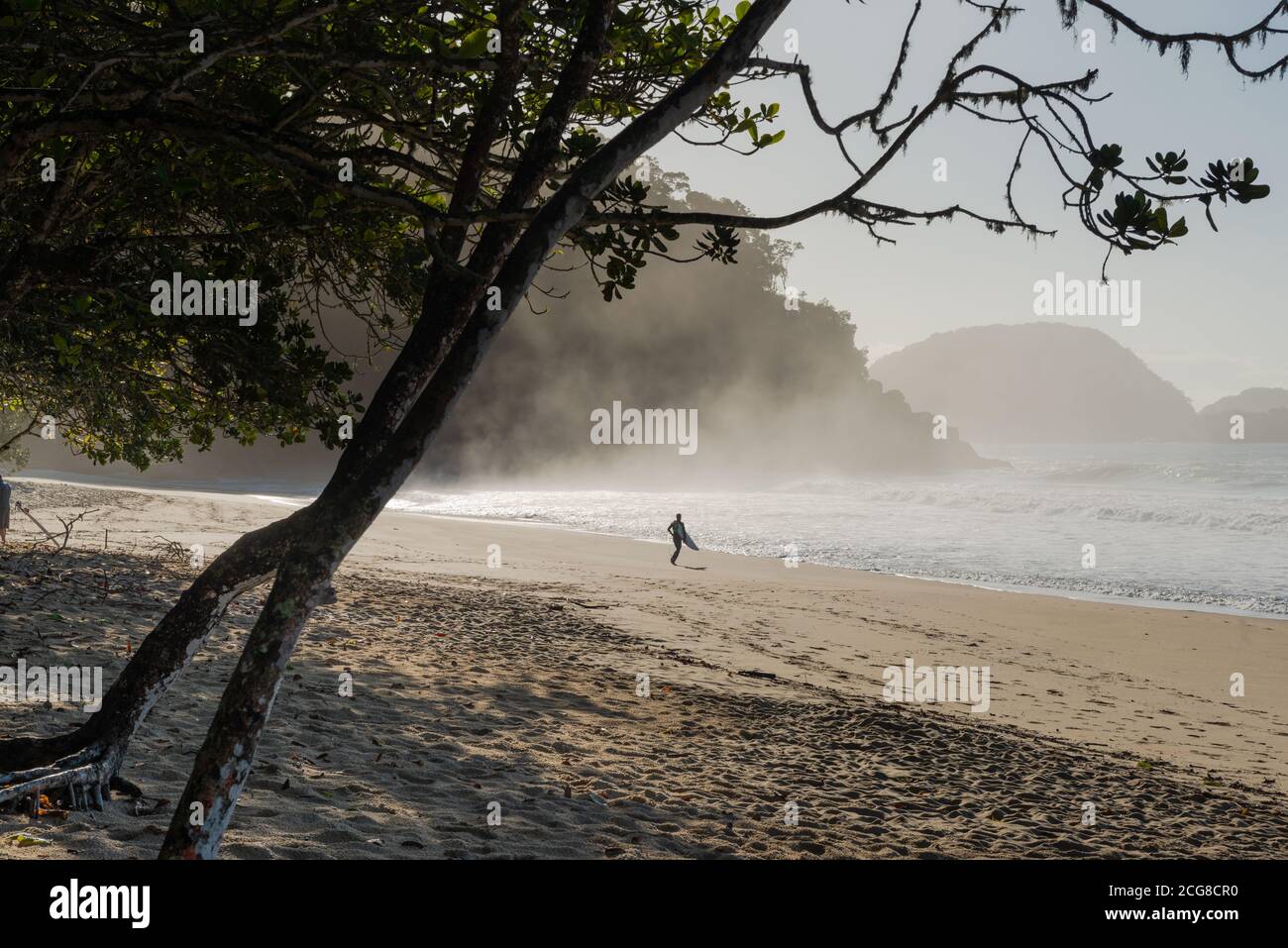 A surfer at Felix Beach, in Ubatuba, SE Brazil Stock Photo
