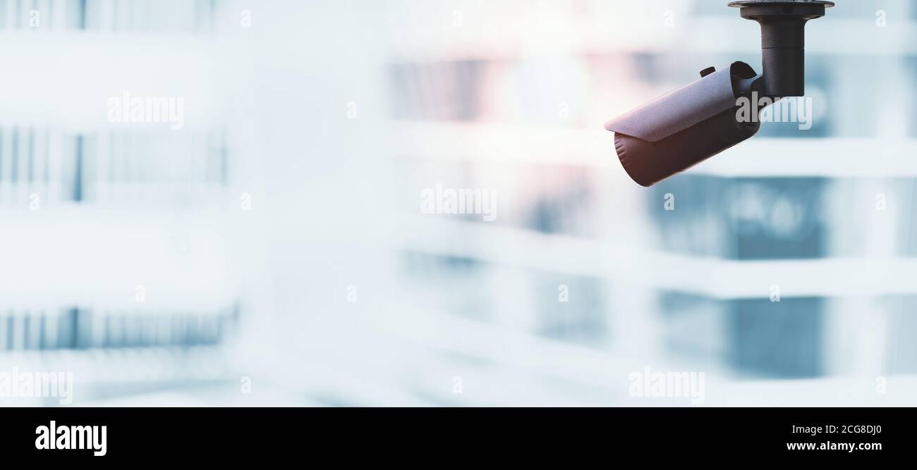 Security CCTV camera in office building Stock Photo