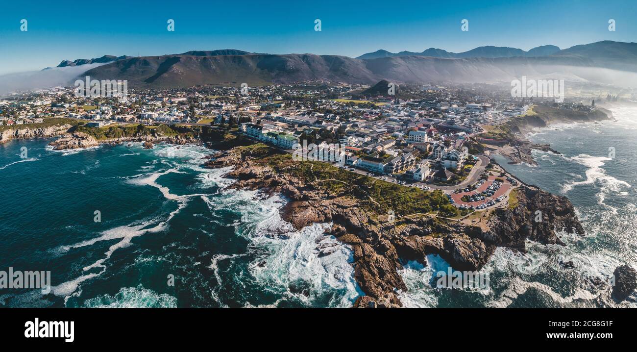 Aerial shot of Hermanus, Western Cape, South Africa Stock Photo