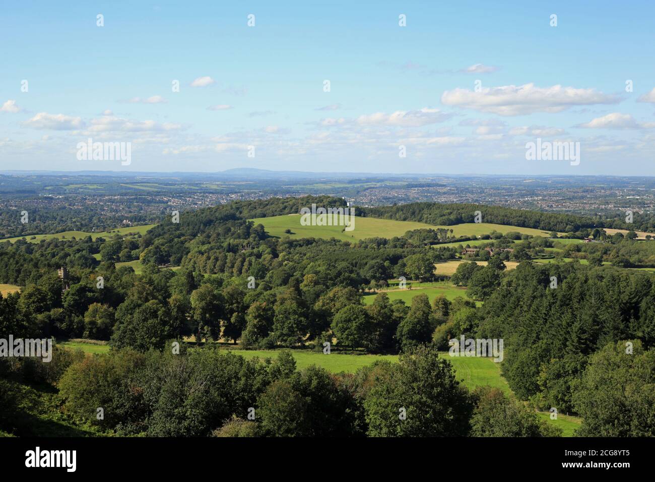View of Wychbury hill from the Clent hills, Worcestershire, England, UK. Stock Photo