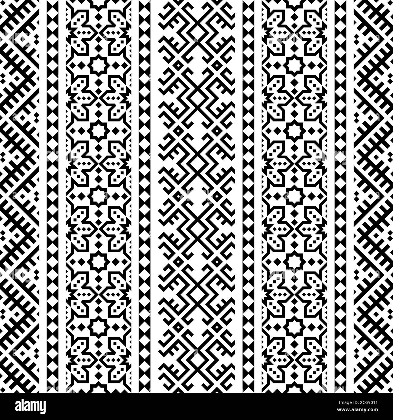 Abstract vector ethnic pattern Black and White Stock Photos & Images ...