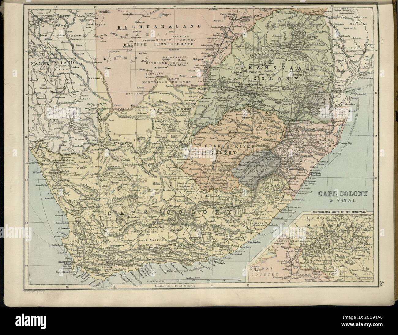 Sandycove Atlas Plate 5A Cape Colony & Natal Stock Photo