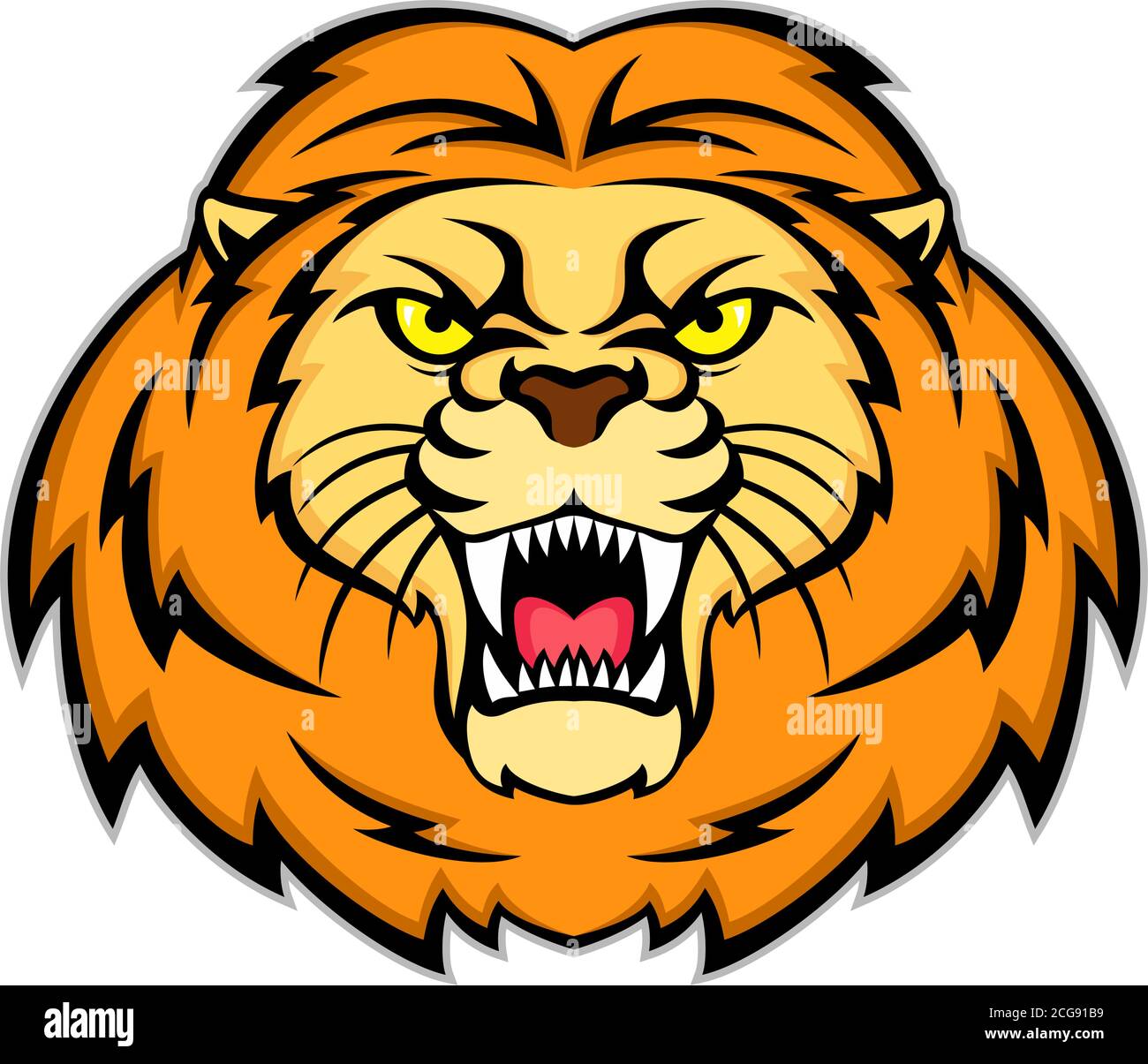 vector angry mascot lion head Stock Vector