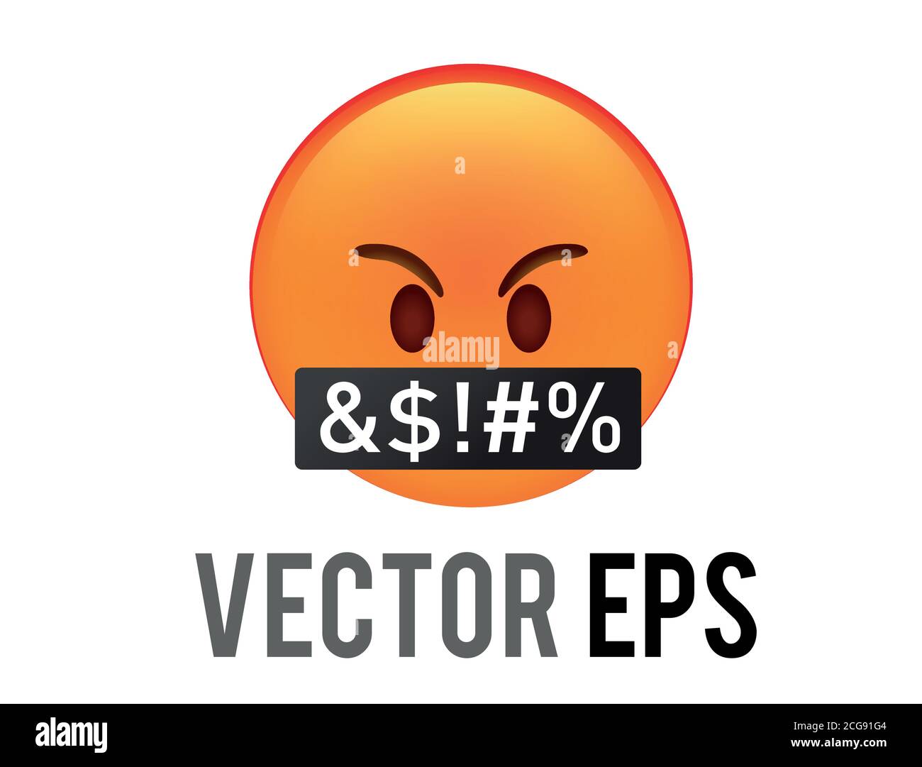 The isolated vector angry gradient red angry with black bar and white grawlixes covering its mouth Stock Vector