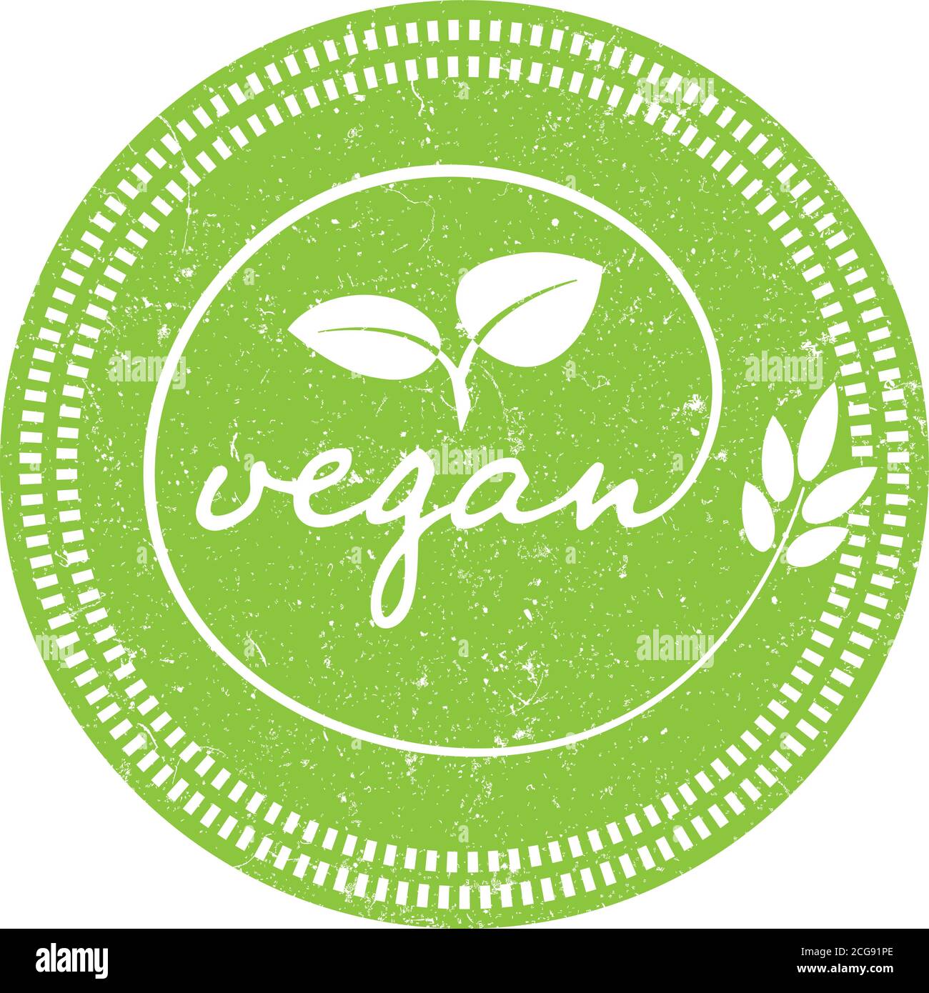 grungy green round VEGAN label or stamp vector illustration Stock Vector