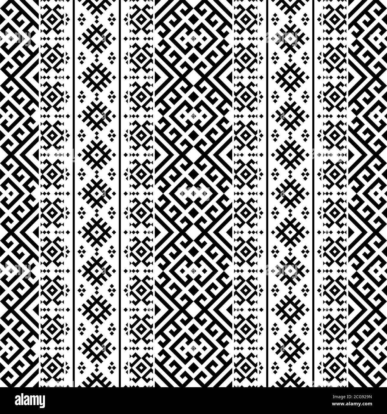 Seamless ethic pattern. Horizontal Motif. Stripe Tribal Pattern in