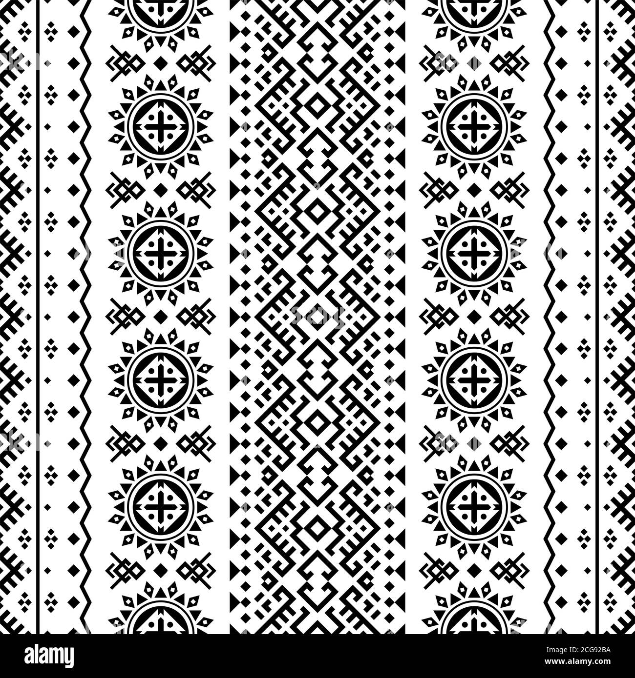Seamless ethnic pattern vector in black and white color Stock Photo - Alamy