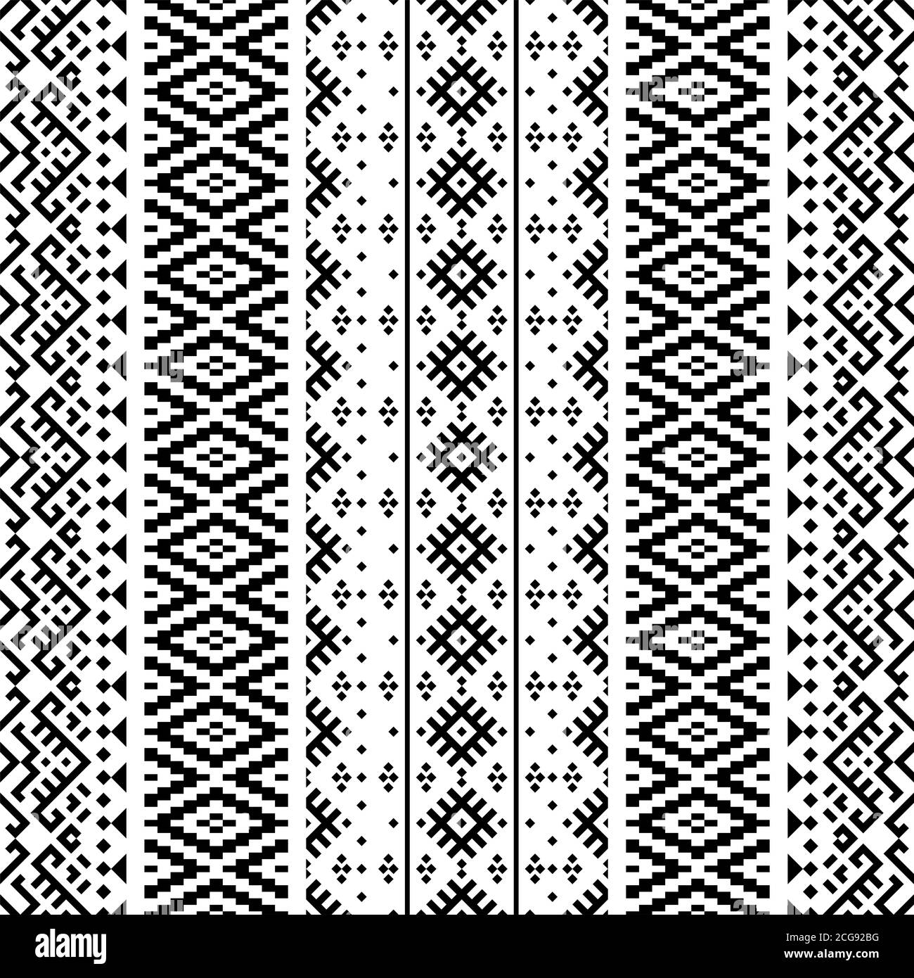 Ikat ethnic pattern vector in black and white color Stock Photo - Alamy