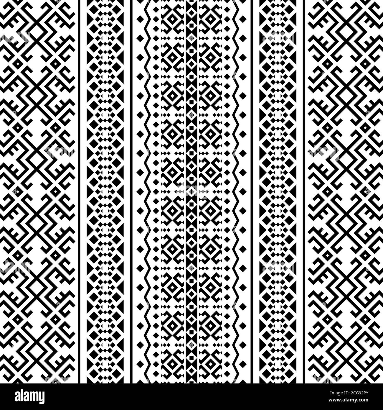Seamless ethnic pattern vector in black and white color Stock Photo - Alamy