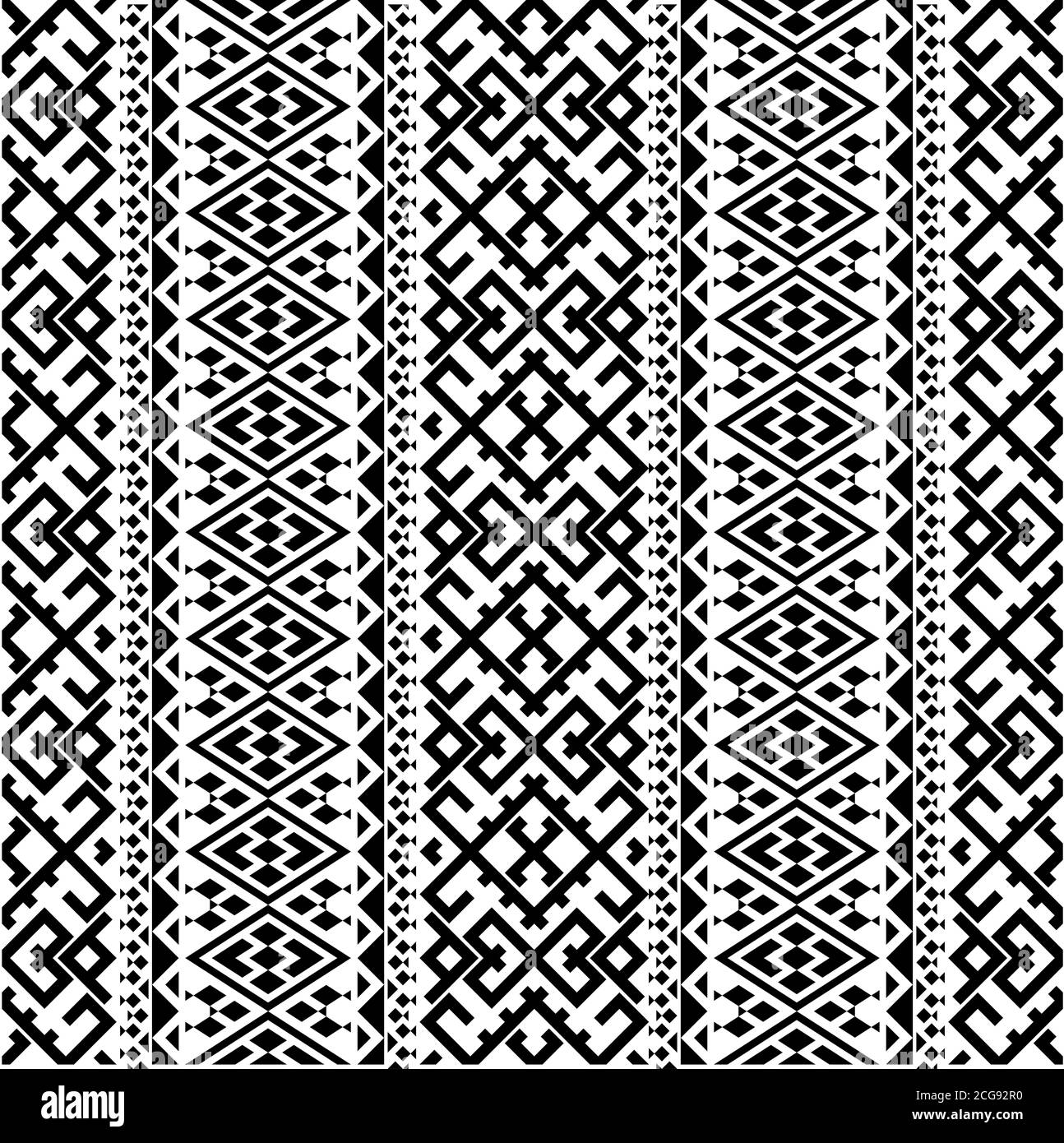 Ikat ethnic pattern vector in black and white color Stock Photo - Alamy