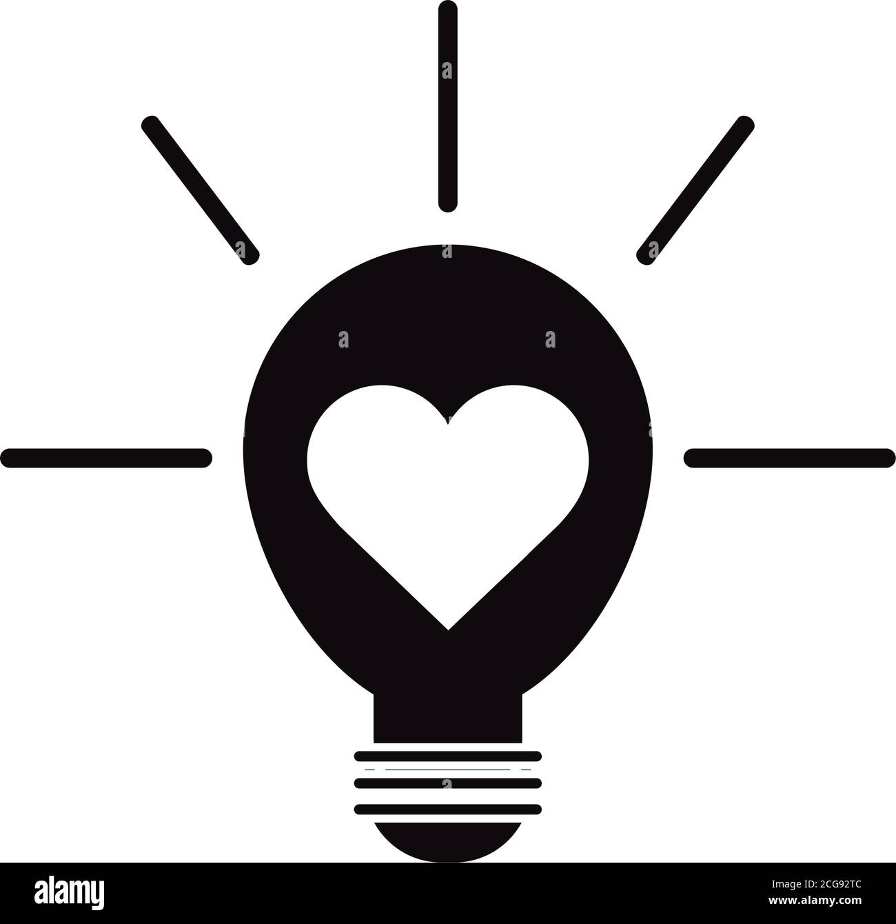light bulb with heart pictogram silhouette style icon vector