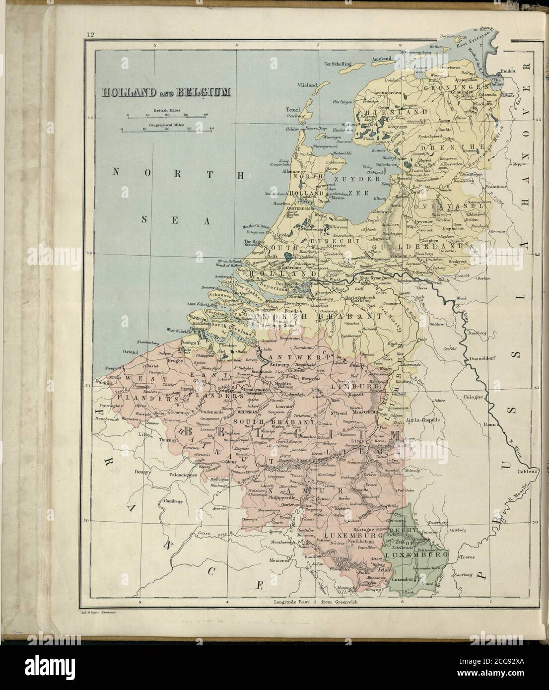 Sandycove Atlas Plate 12 Holland and Belgium Stock Photo