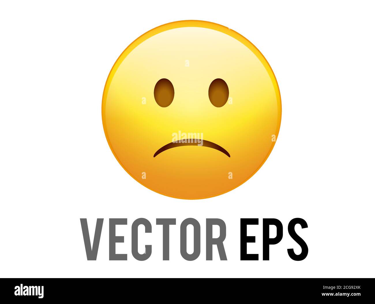 The vector isolated yellow sad and unhappy face icon Stock Vector