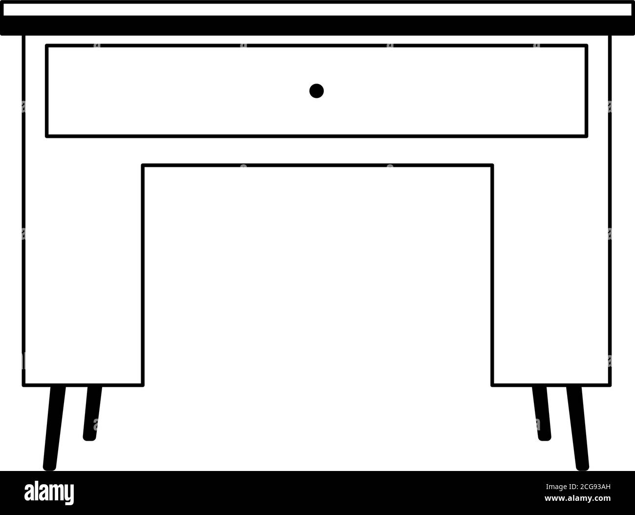 desk wooden furniture with drawer isolated icon line style vector
