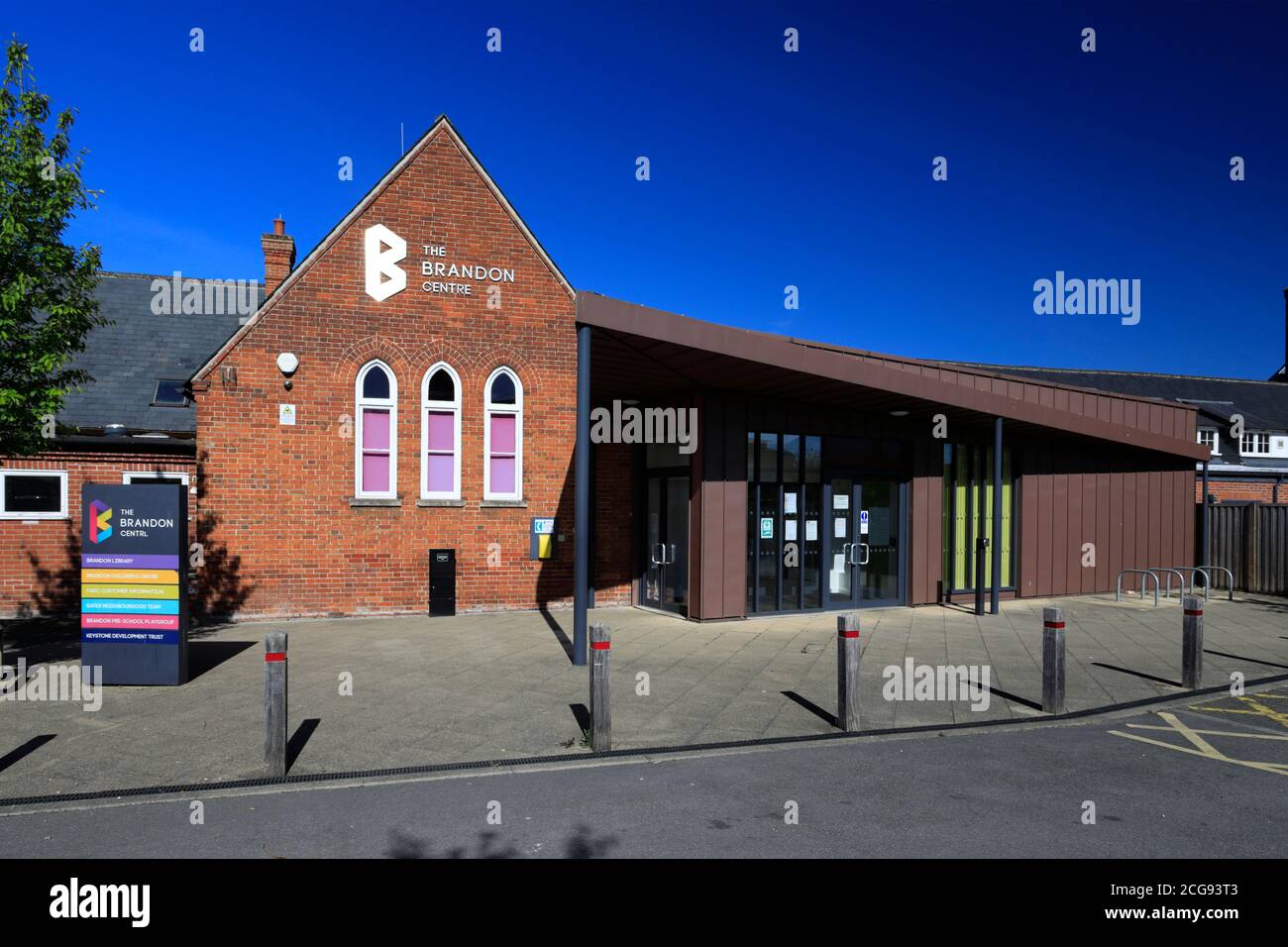 Summer view of the Brandon Centre, Brandon town centre, Norfolk ...