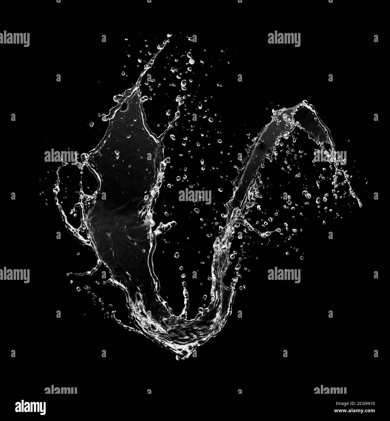 Water splash isolated on black background. Abstract shape Stock Photo ...