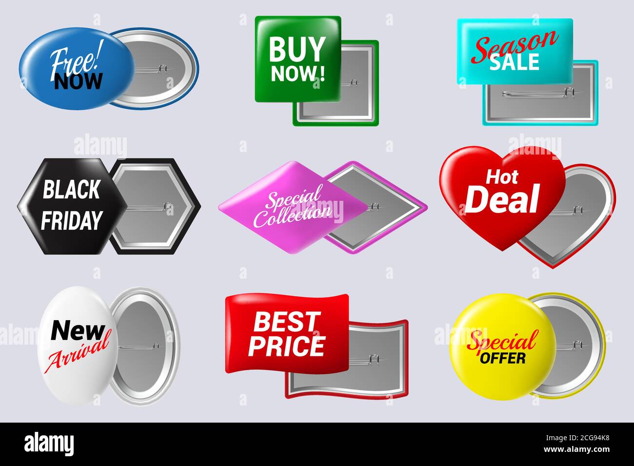 Realistic sale badges buttons. Special offer button badge, glossy ...