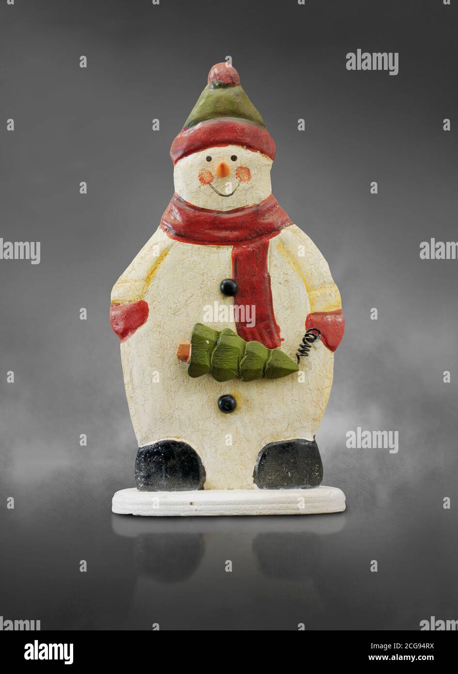 Hand made wooden snowman Christmas decoration, cut out Stock Photo