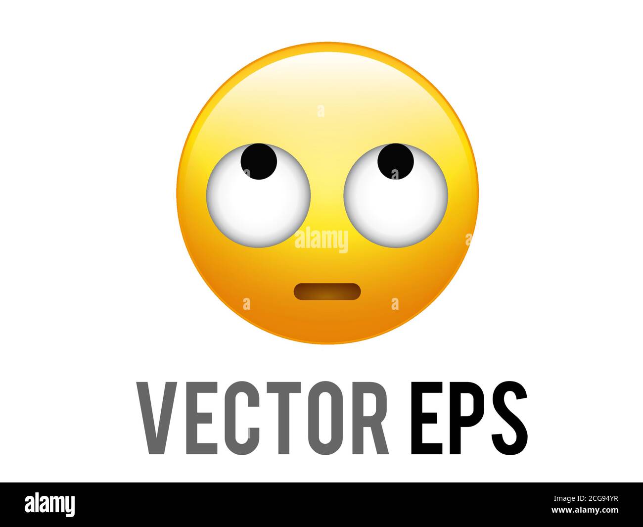 The isolated vector gradient yellow concerned face with eyes up icon Stock Vector