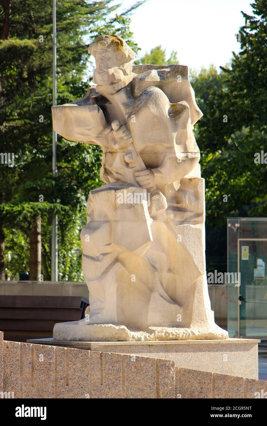 Stone sculpture dated 1971 of Juan Ponce de León who discovered Florida