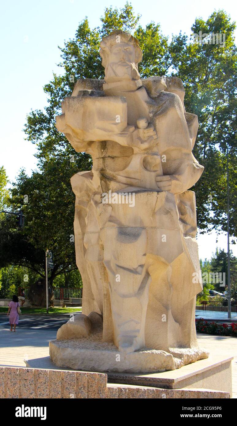 Stone sculpture dated 1971 of Juan Ponce de León who discovered Florida