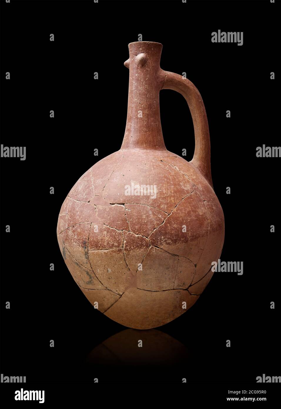 Hittite pottery jug with raised eyes from Hittite capital Hattusa, Hittite  Middle  Kingdom 1650-1450 BC, Bogazkale archaeological Museum, Turkey. Bla Stock Photo