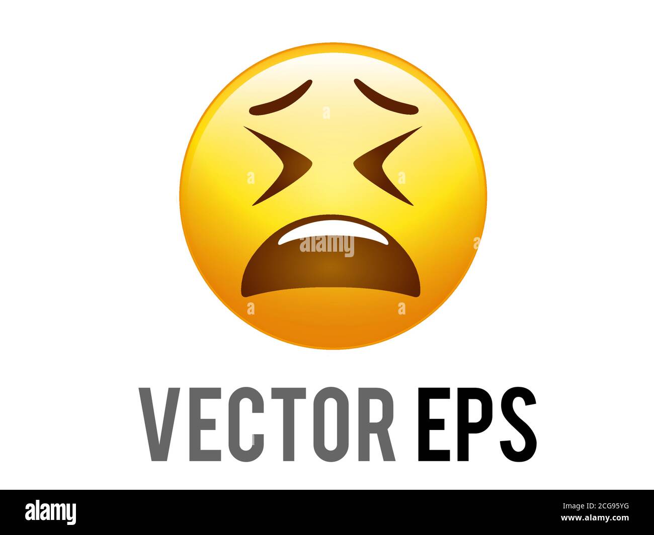 The vector isolated yellow disappointed expression face flat icon Stock Vector