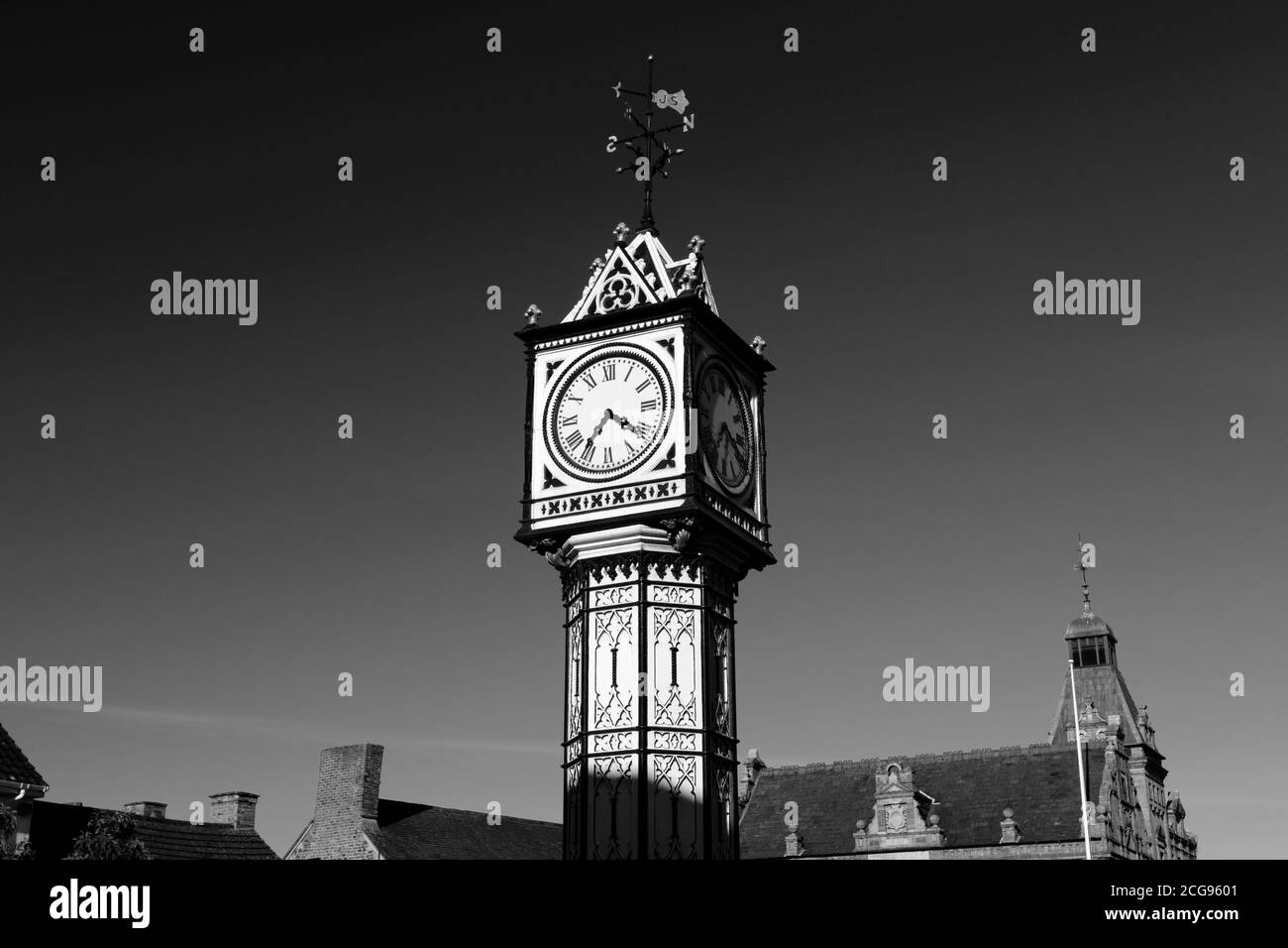 The clock tower at downham market town norfolk england uk hires stock