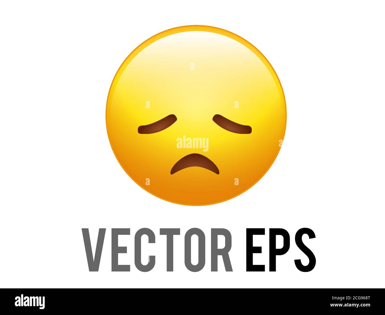 The vector isolated gradient yellow afraid and upset face icon Stock Vector