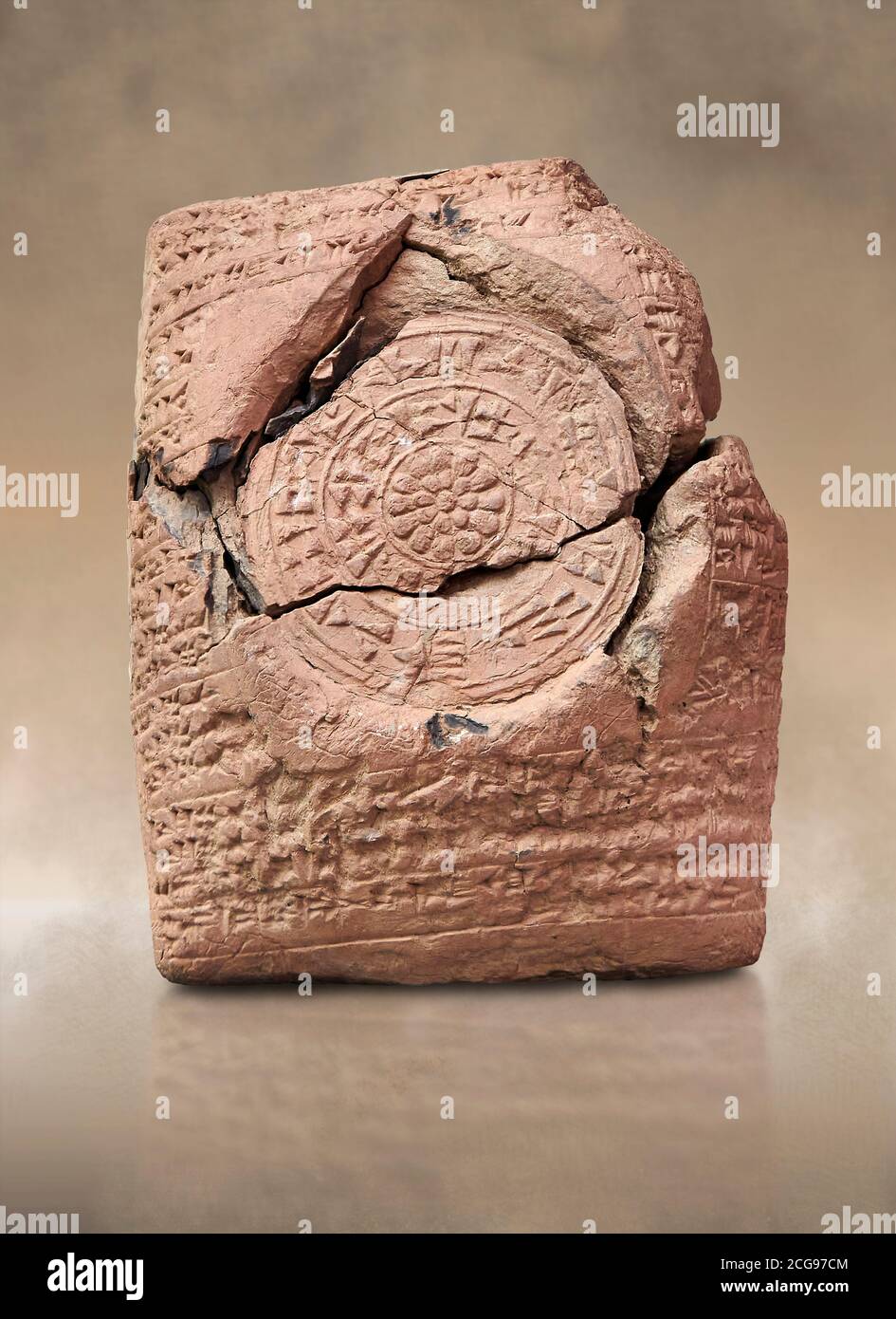 Hittite cuneiform clay tablet,  Hattusa, Hittite  Kingdom 1600-1200 BC, Bogazkale archaeological Museum, Turkey. Stock Photo
