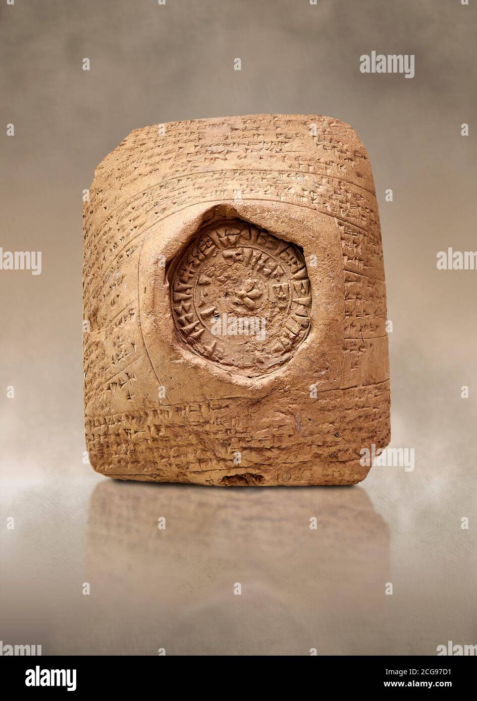 Hittite cuneiform clay tablet,  Hattusa, Hittite  Kingdom 1600-1200 BC, Bogazkale archaeological Museum, Turkey. Stock Photo