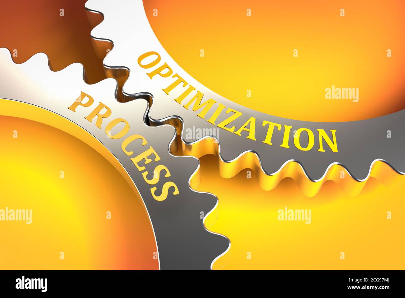 Business Concept: Process Optimization. Gears fitting into each other. Metaphor Stock Photo