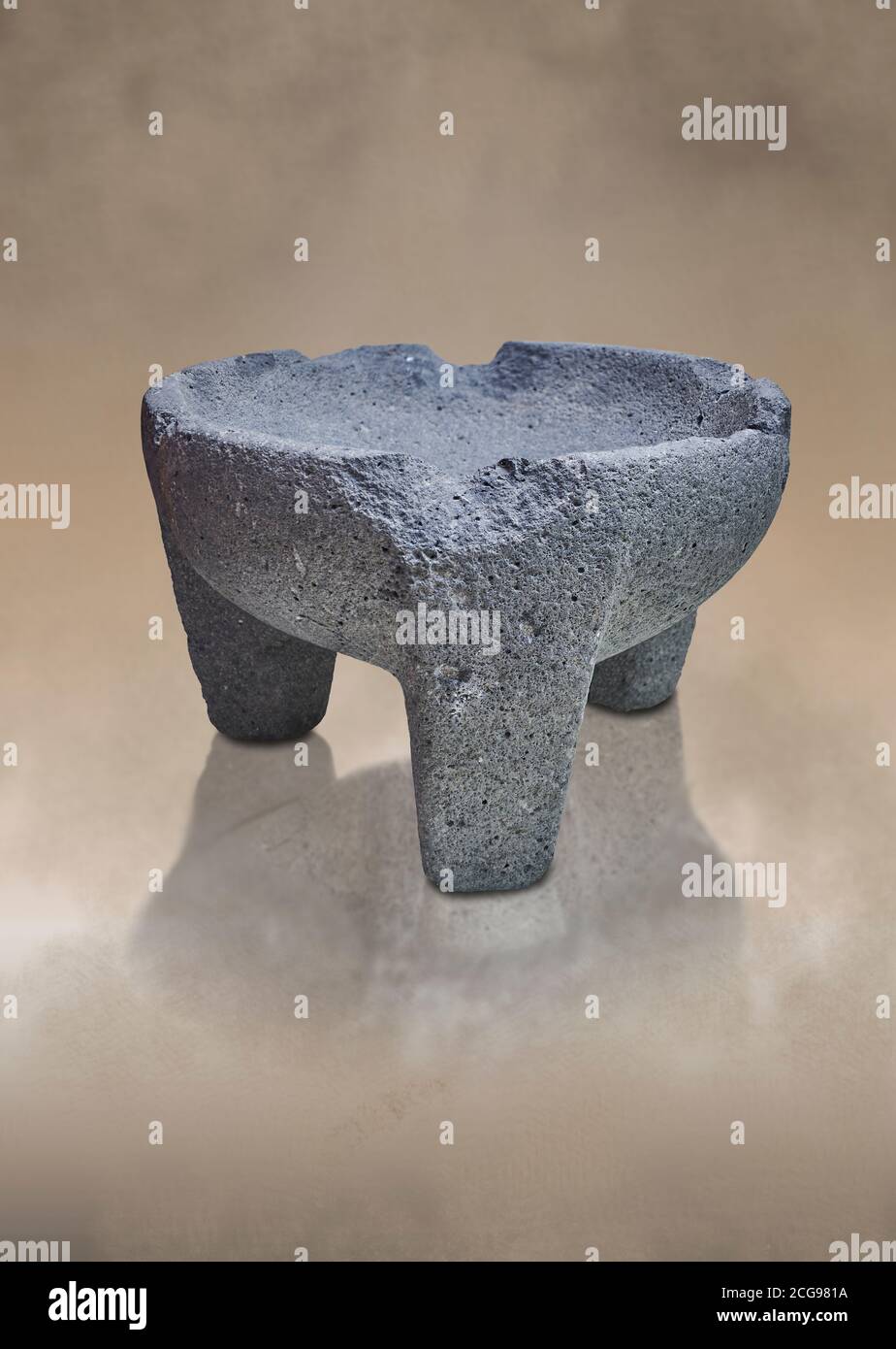 Hittite stone mortar for grinding grain from Hittite capital Hattusa, Hittite New Kingdom 1650-1450 BC, Bogazkale archaeological Museum, Turkey. Stock Photo